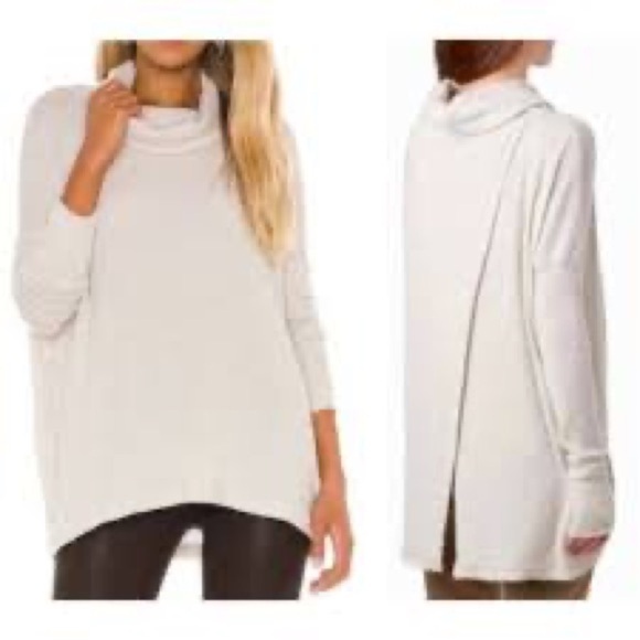 Free People Juicy Long Sleeves Top eBay in Stone Cold Beige Split Back Oversized - Picture 2 of 5